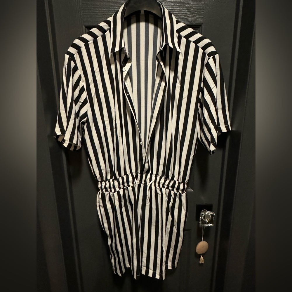 Black and white stripe jumpsuit no label​​​​